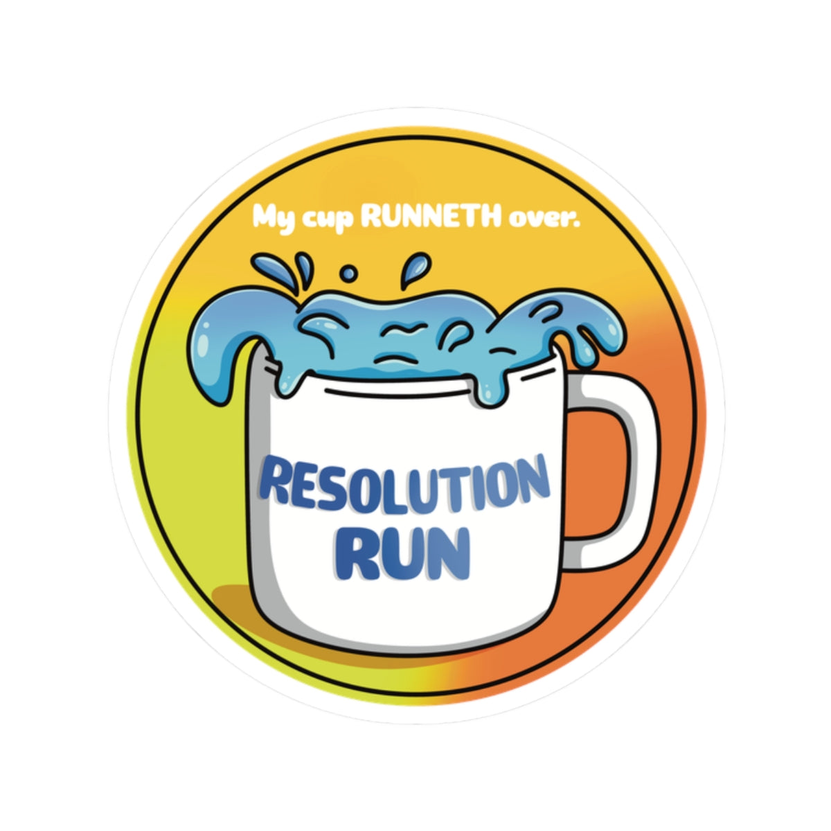 Resolution Run Coffee Badge Sticker
