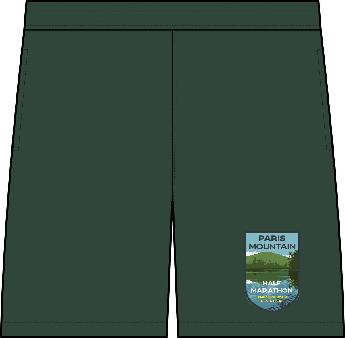 Paris Mountain Lake Badge Running Shorts