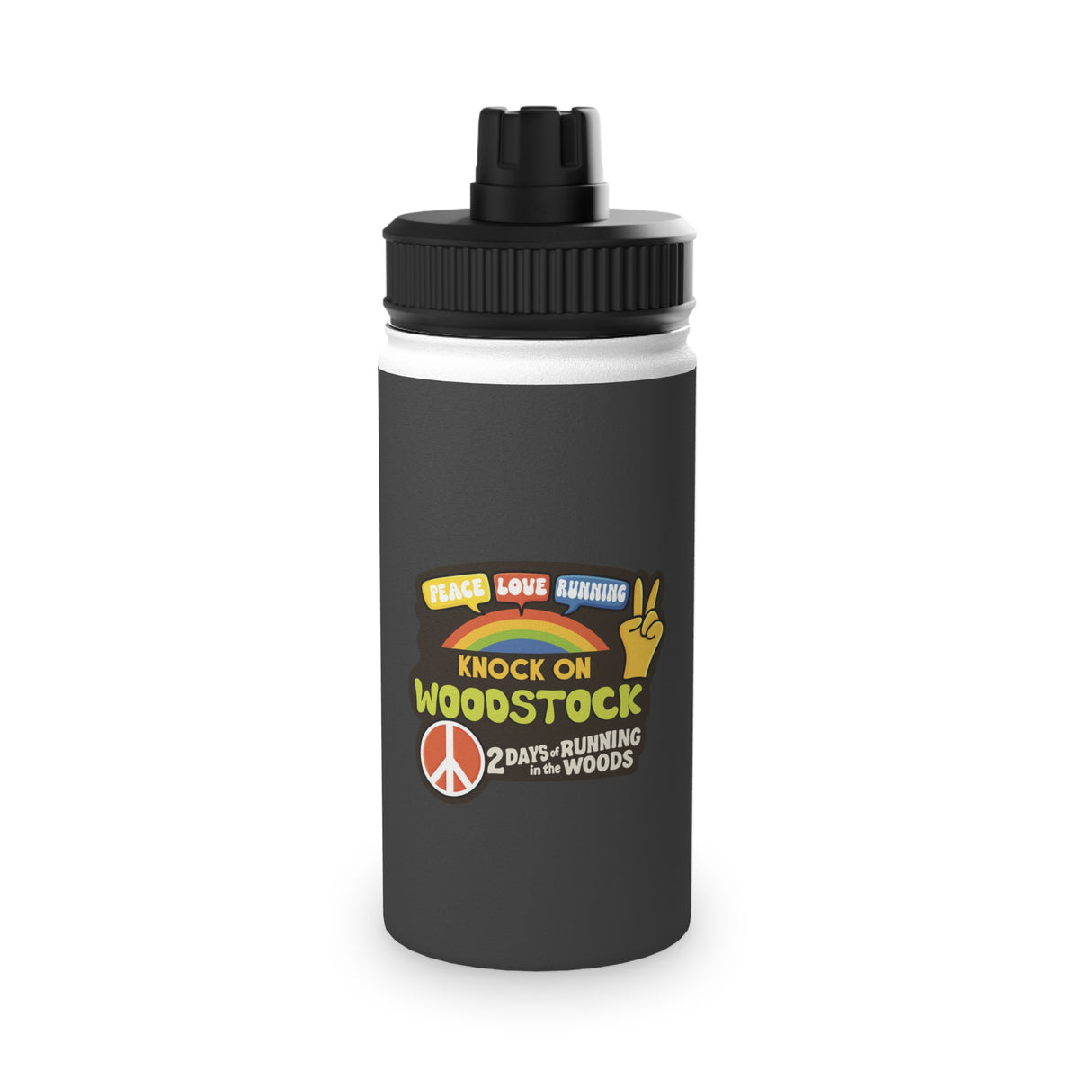 Knock on Woodstock Peace Sign Water Bottle