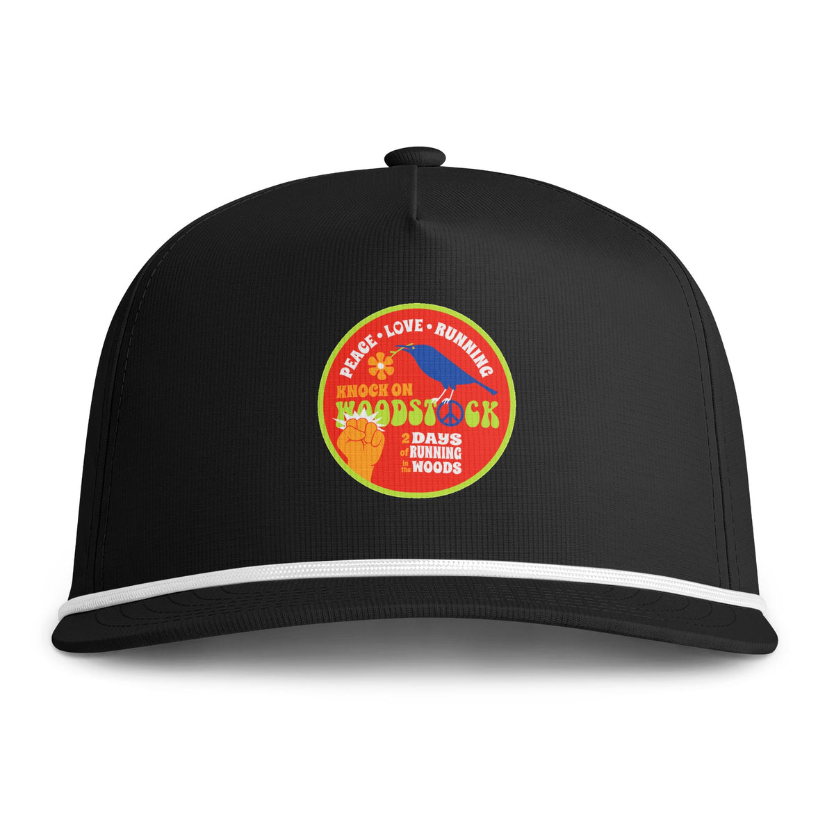 Knock on Woodstock Peace Love Running Rope Hat