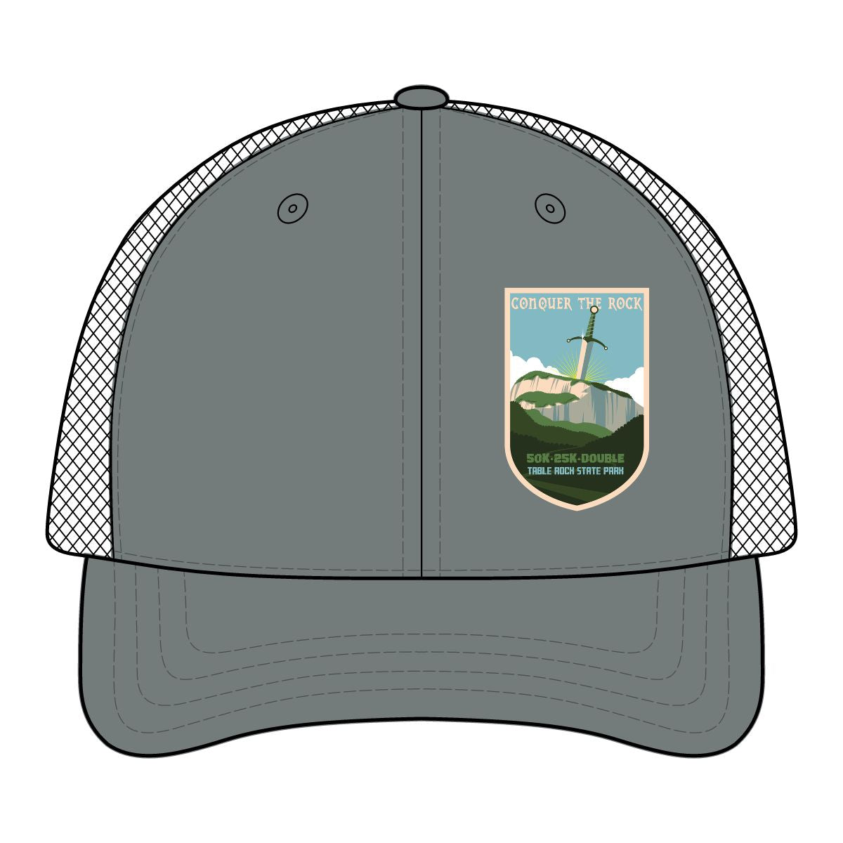 Conquer the Rock Sword in the Rock Mesh Cap