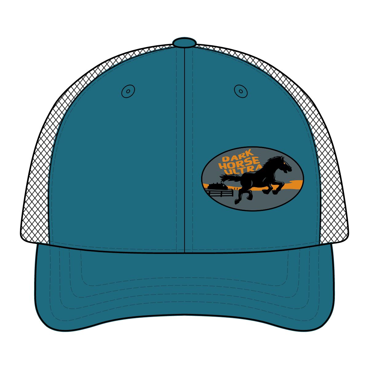 Dark Horse Trail Race Running Horse Mesh Cap