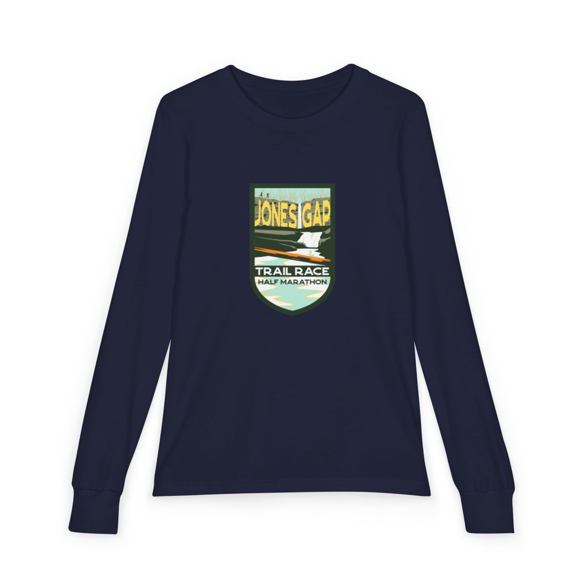 Jones Gap Half Marathon Trail Badge Youth Long Sleeve Tee