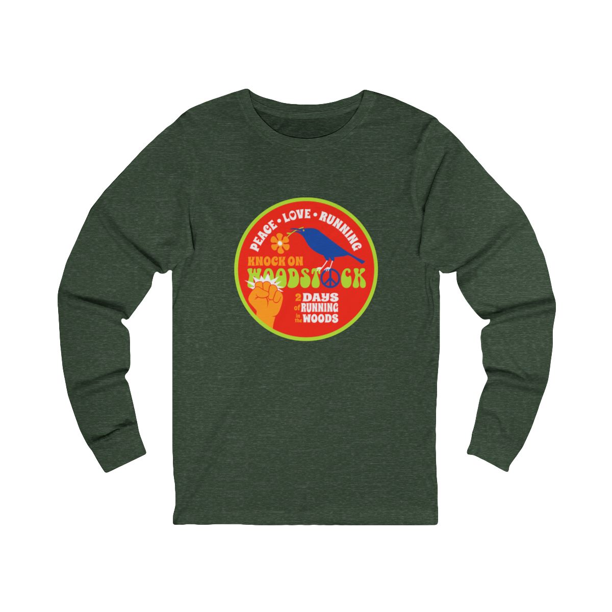 Knock on Woodstock Peace Love Running Long Sleeve Tee