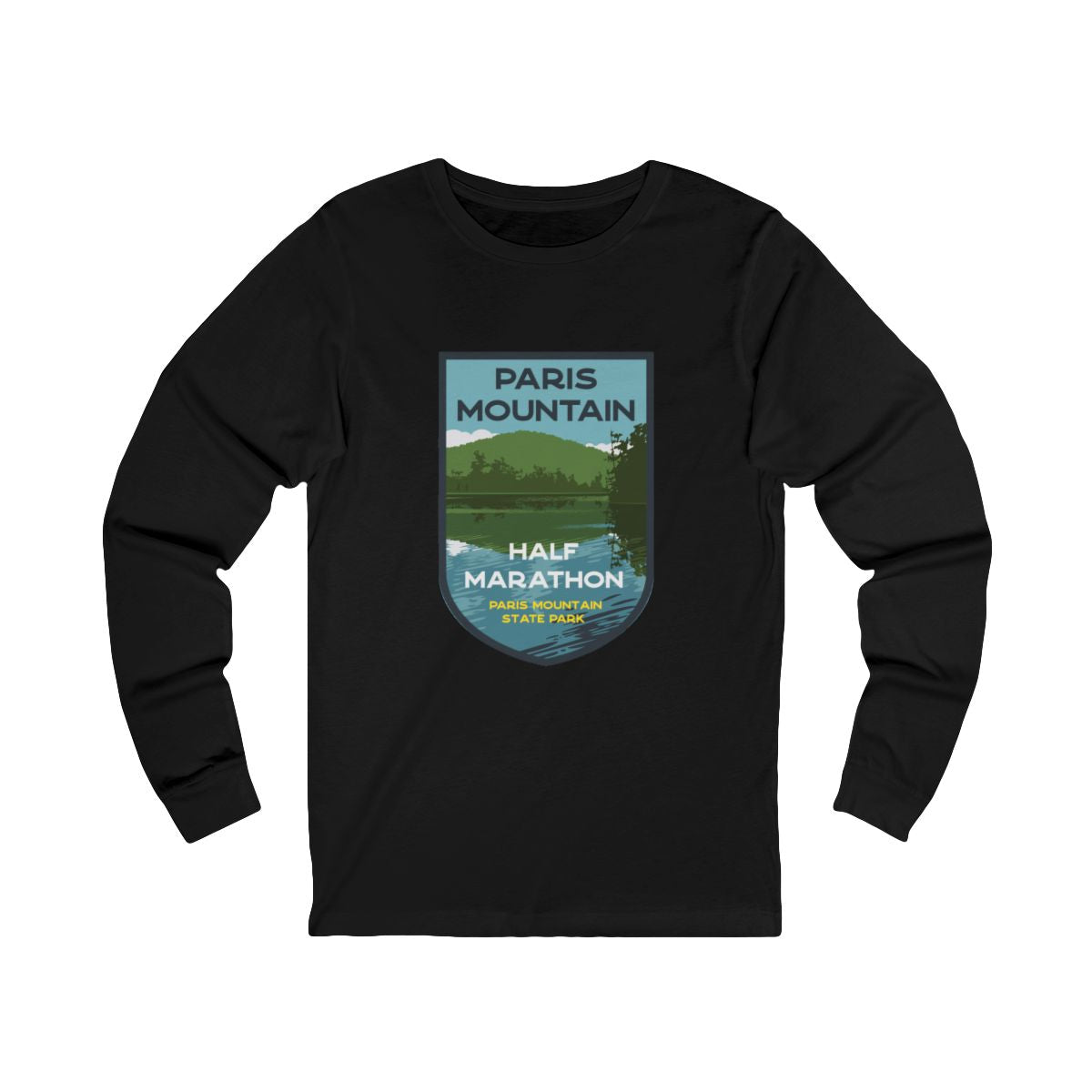 Paris Mountain Half Marathon Lake Badge Long Sleeve Tee