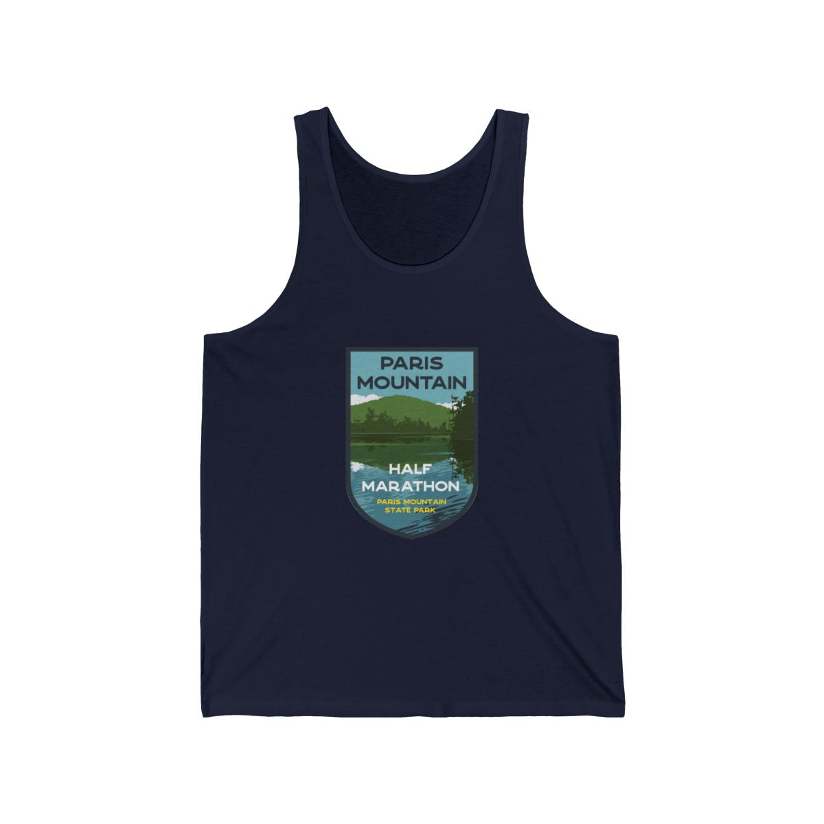 Paris Mountain Half Marathon Lake Badge Men's Tank